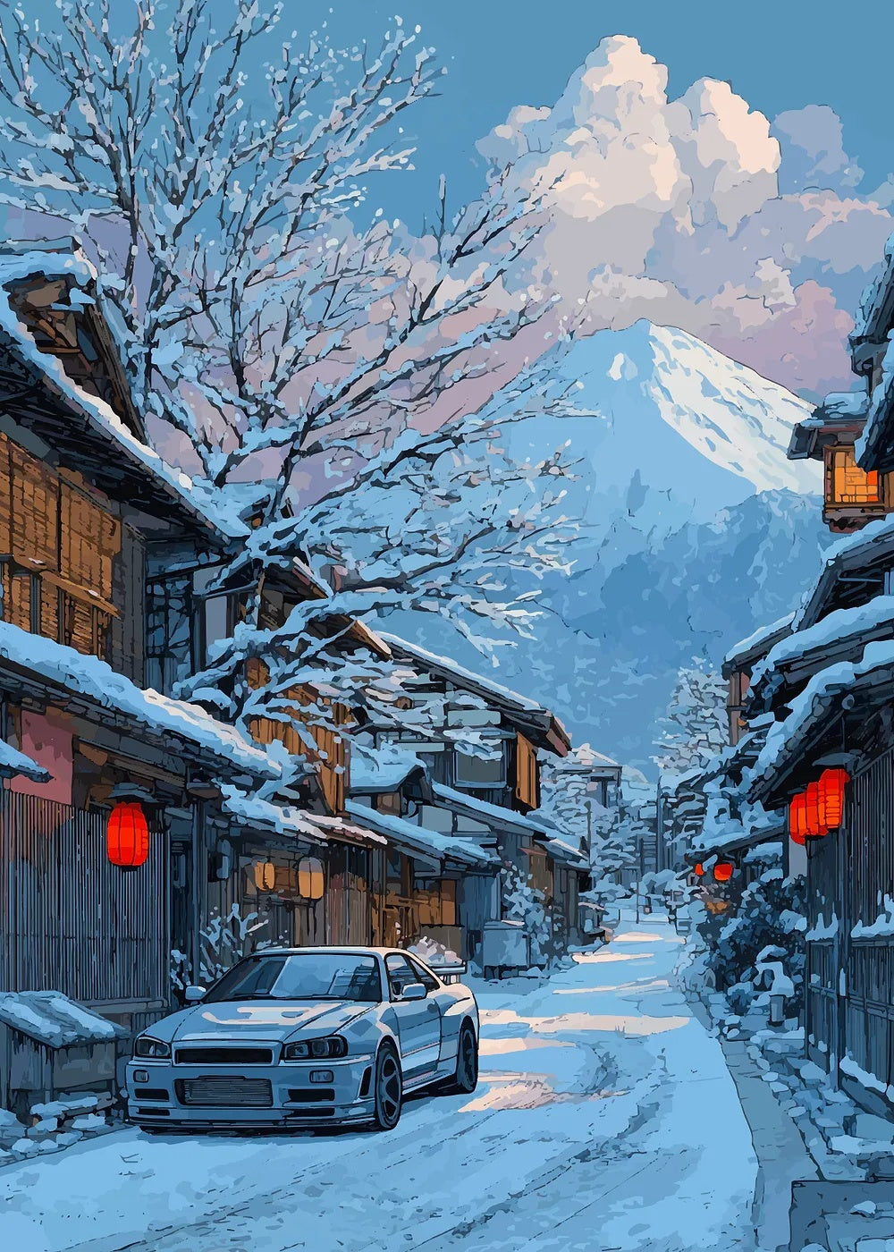 Winter Japanese Street metal poster artwork